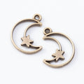 Crescent Moon and Star Open Bezel Charms in Two Finishes view 3