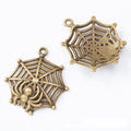 Spider on Web Charm in Two Antique Metal Finishes for Jewelry view 3