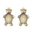 Teddy Bear Oval Cabochon Setting Pendant in Two Antique Finishes view 3