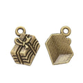 Striped Gift Box Charms in Antique Bronze Gold and Silver view 3