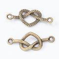 Antique Metal Interlocking Heart Connector With Textured Detail, 2 Finishes view 3