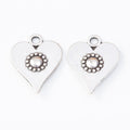 Antique Metal Floral Heart Charm Pendant With Textured Detail, 2 Finishes view 3