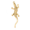Gecko Charm Textured Long-Tail Metal Pendant in Five Finishes view 3