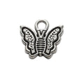 Tiny Framed Butterfly Charm in Antique Silver for Jewelry Making view 3