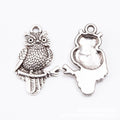 Detailed Perched Owl Charm In Antique Bronze and Antique Silver Metal Finish view 3
