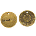 Beautiful Message Double Sided Round Charms in Two Finishes view 3
