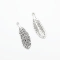 Long Veined Feather Leaf Charms in Three Metal Finishes view 3