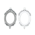 Ornate Oval Cabochon Setting Metal Component in 3 Distinct Finishes for Jewelry Making view 3