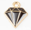 Gold Tone Enamel Diamond Outline Charms in Black and White view 3