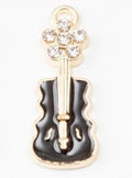Enamel Guitar Charms With Crystal Flower In Four Colors view 4