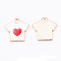 Gold Tone Enamel Shirt and Shorts Charms with Heart Details view 6