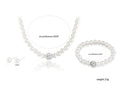 White Pearl Look Necklace Bracelet and Stud Earring Set view 5