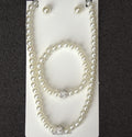 White Pearl Look Necklace Bracelet and Stud Earring Set view 6