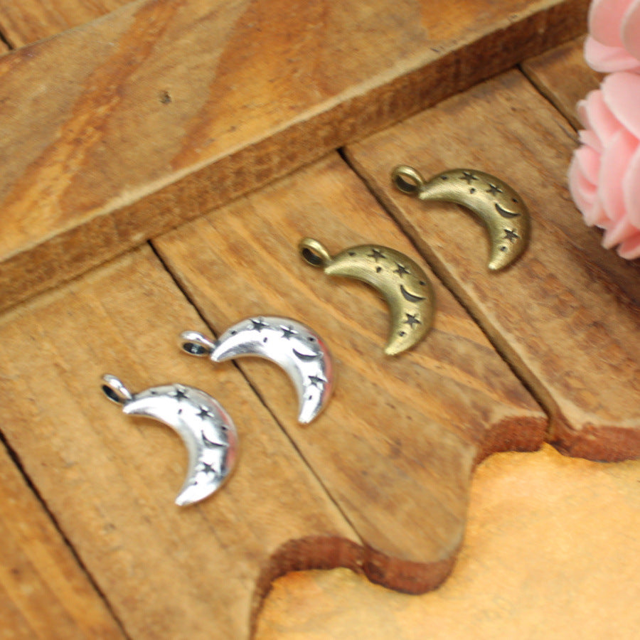 Moon and Star Alloy Charm Pendant 19x11mm