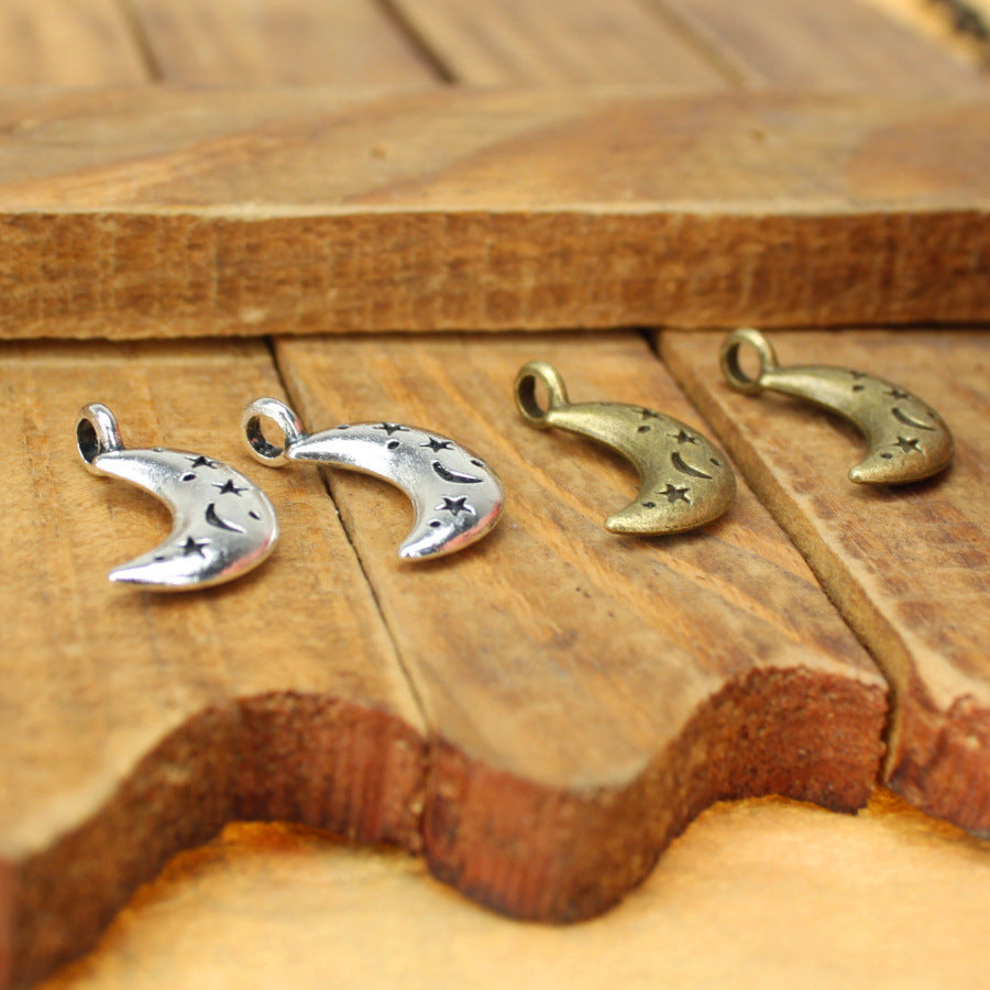Moon and Star Alloy Charm Pendant 19x11mm