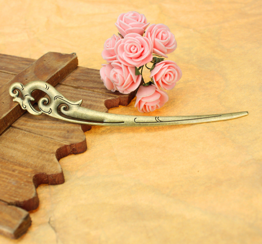 Vintage Alloy Phoenix Hair Pin Pendant Finding 160x24mm