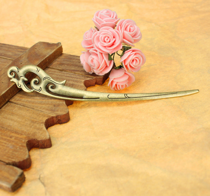 Vintage Alloy Phoenix Hair Pin Pendant Finding 160x24mm