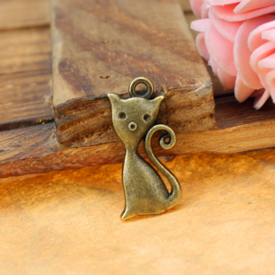 25×12mm Alloy Cat Charm Pendant for DIY Jewelry