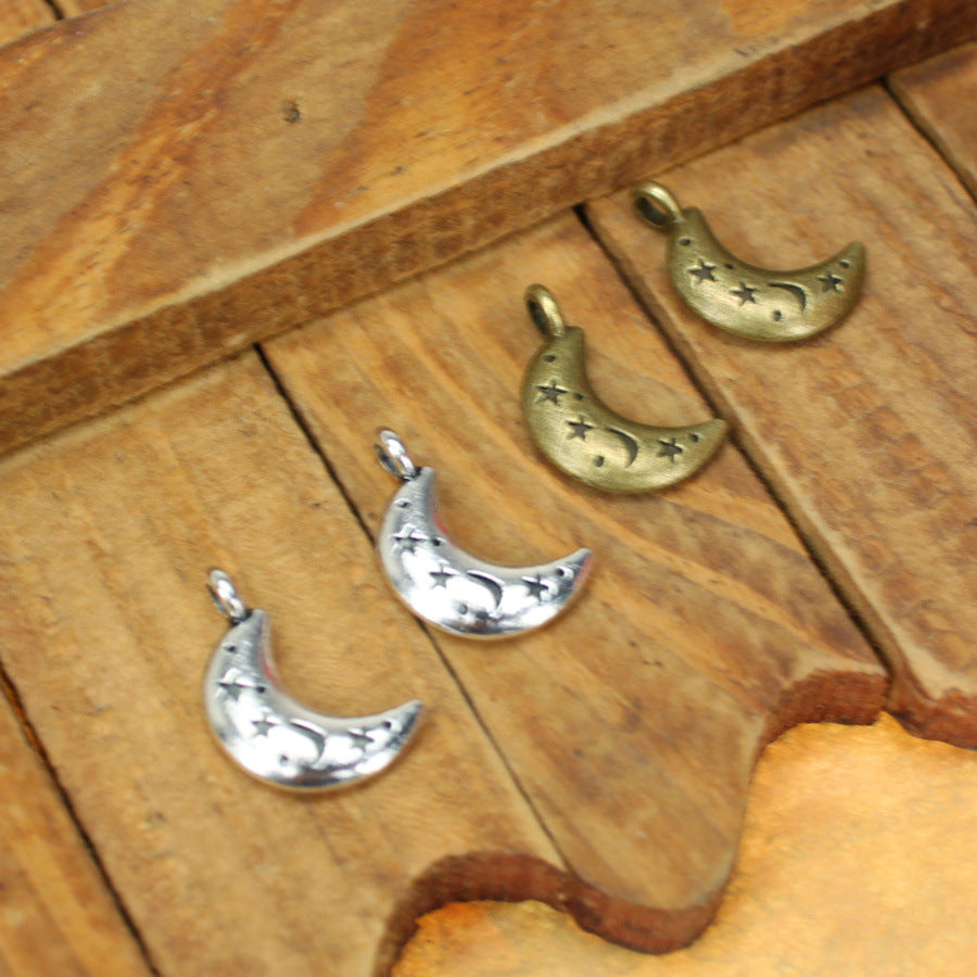 Moon and Star Alloy Charm Pendant 19x11mm