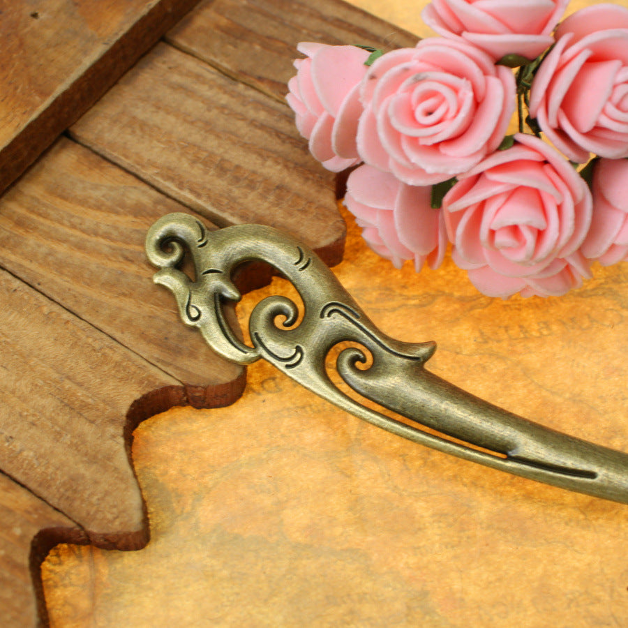 Vintage Alloy Phoenix Hair Pin Pendant Finding 160x24mm