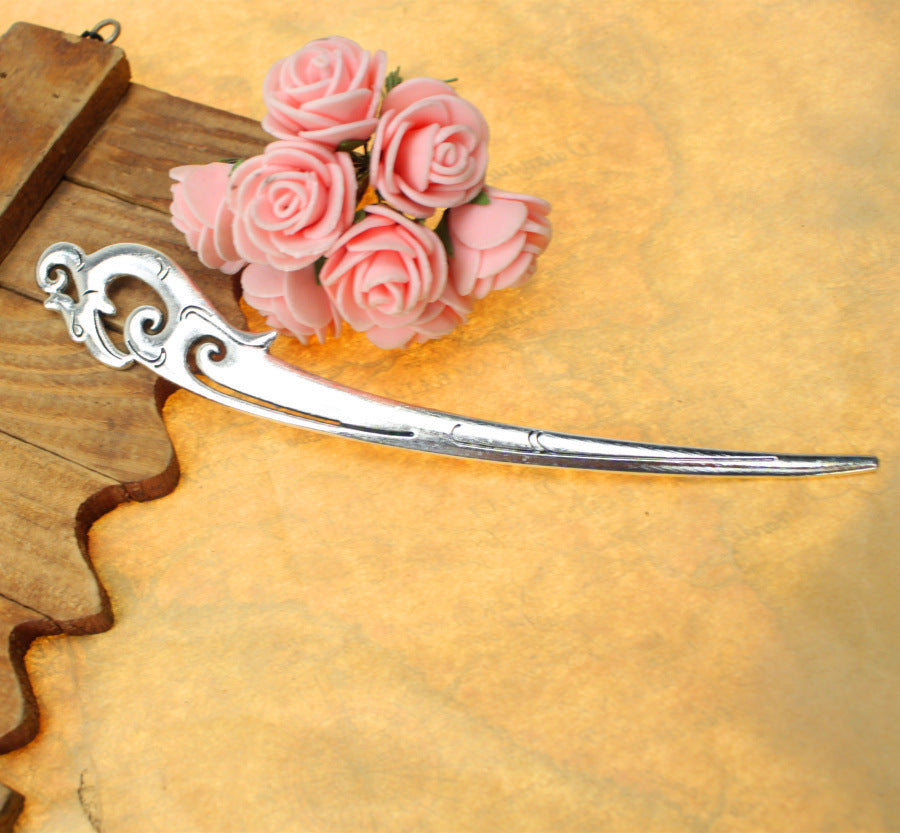 Vintage Alloy Phoenix Hair Pin Pendant Finding 160x24mm