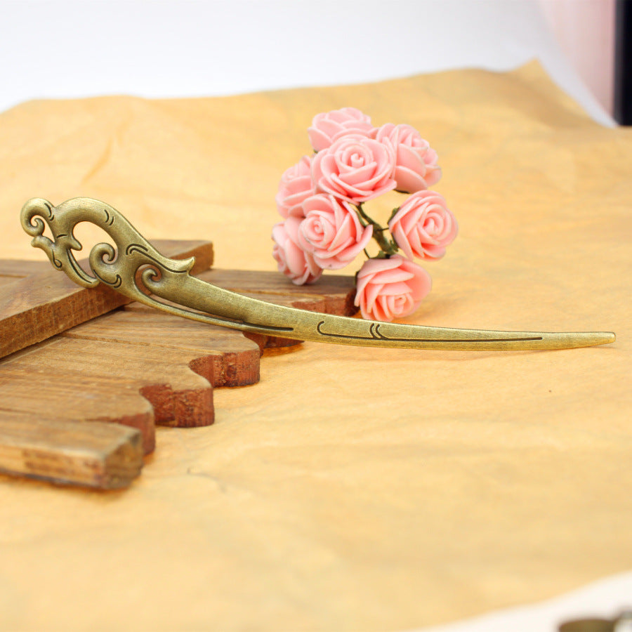 Vintage Alloy Phoenix Hair Pin Pendant Finding 160x24mm