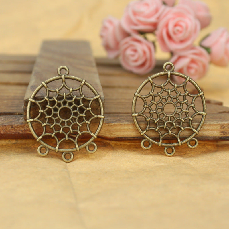 Vintage Hollow Spider Dreamcatcher Earring Charm Pendant