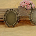 Large Oval Lace Edge Pendant Tray Jewelry Making Component view 2