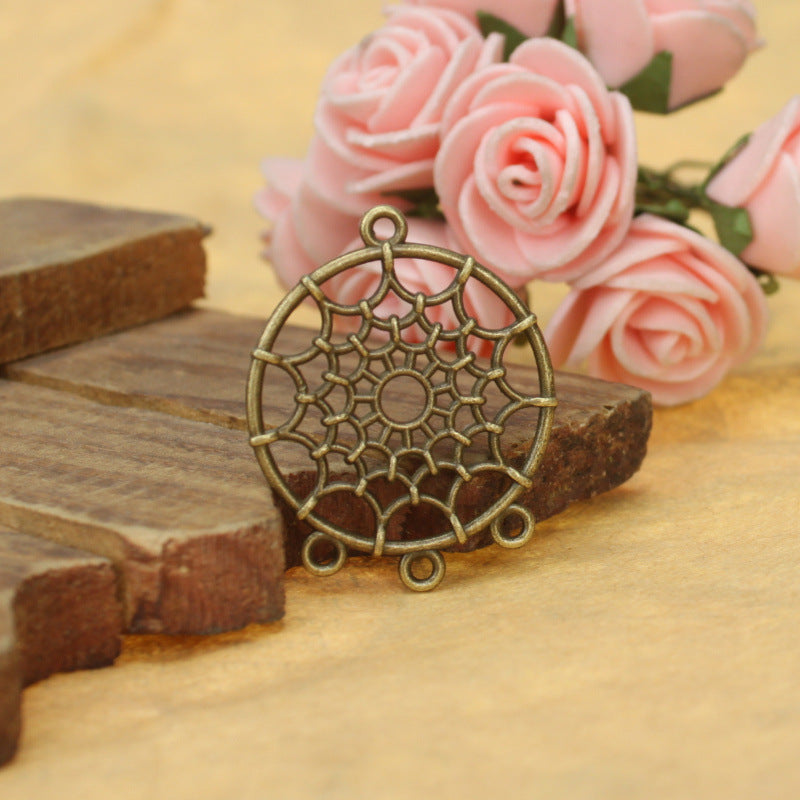 Vintage Hollow Spider Dreamcatcher Earring Charm Pendant