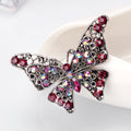 Red Silver Tone Butterfly Crystal Metal Brooch Pin view 4