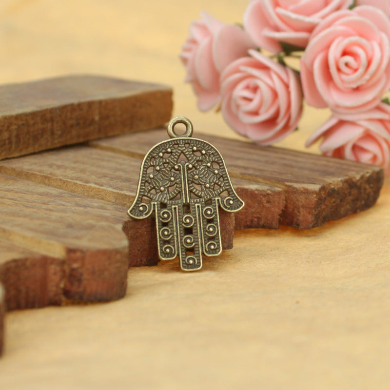 28x21mm Openwork Double-Sided Buddha Hand Charm Pendant