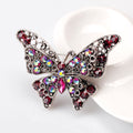 Red Silver Tone Butterfly Crystal Metal Brooch Pin view 3