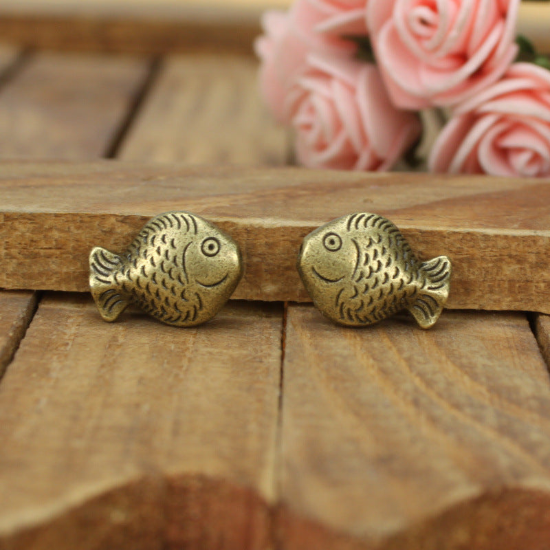 Double-Sided Alloy Fish Large Hole Bead 17x13mm