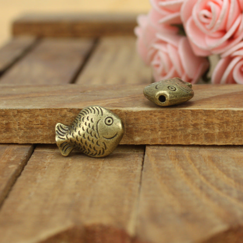 Double-Sided Alloy Fish Large Hole Bead 17x13mm