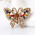 Red Gold Tone Butterfly Crystal Metal Brooch Pin for Jackets and Lapels view 2