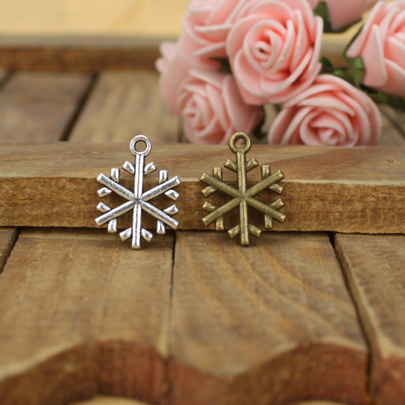20x15mm Double-Sided Snowflake Alloy Charm Pendant