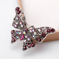 Red Silver Tone Butterfly Crystal Metal Brooch Pin view 2