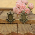 Ornate Teardrop Bezel Connector Metal Jewelry Making Component In 5 Finishes view 1