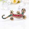 Red Gold Tone Gecko Crystal Metal Brooch Pin 1 Pictured Designs view 2