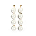 Gold and Silver Four Pearl Look Bead Long Stud Earrings view 5