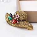 Red Gold Tone Sun Crystal Metal Brooch Pin for Jackets and Lapels view 3