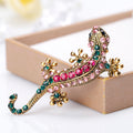 Red Gold Tone Gecko Crystal Metal Brooch Pin 1 Pictured Designs view 4