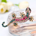 Red Gold Tone Gecko Crystal Metal Brooch Pin 1 Pictured Designs view 3
