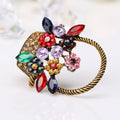 Red Gold Tone Flower Basket Crystal Metal Brooch Pin view 4