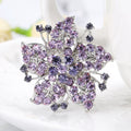 Purple Silver Tone Flower Crystal Two Designs Metal Brooch Pin view 3