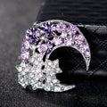 Blue Silver Tone Moon Crystal Two Designs Metal Brooch Pin view 3