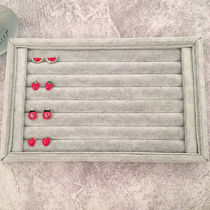 Velvet Slot Jewelry Display Tray Boxes in Three Colors
