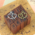 Linked Double Heart Metal Charm Pendant in 5 Finishes for Jewelry Making view 2