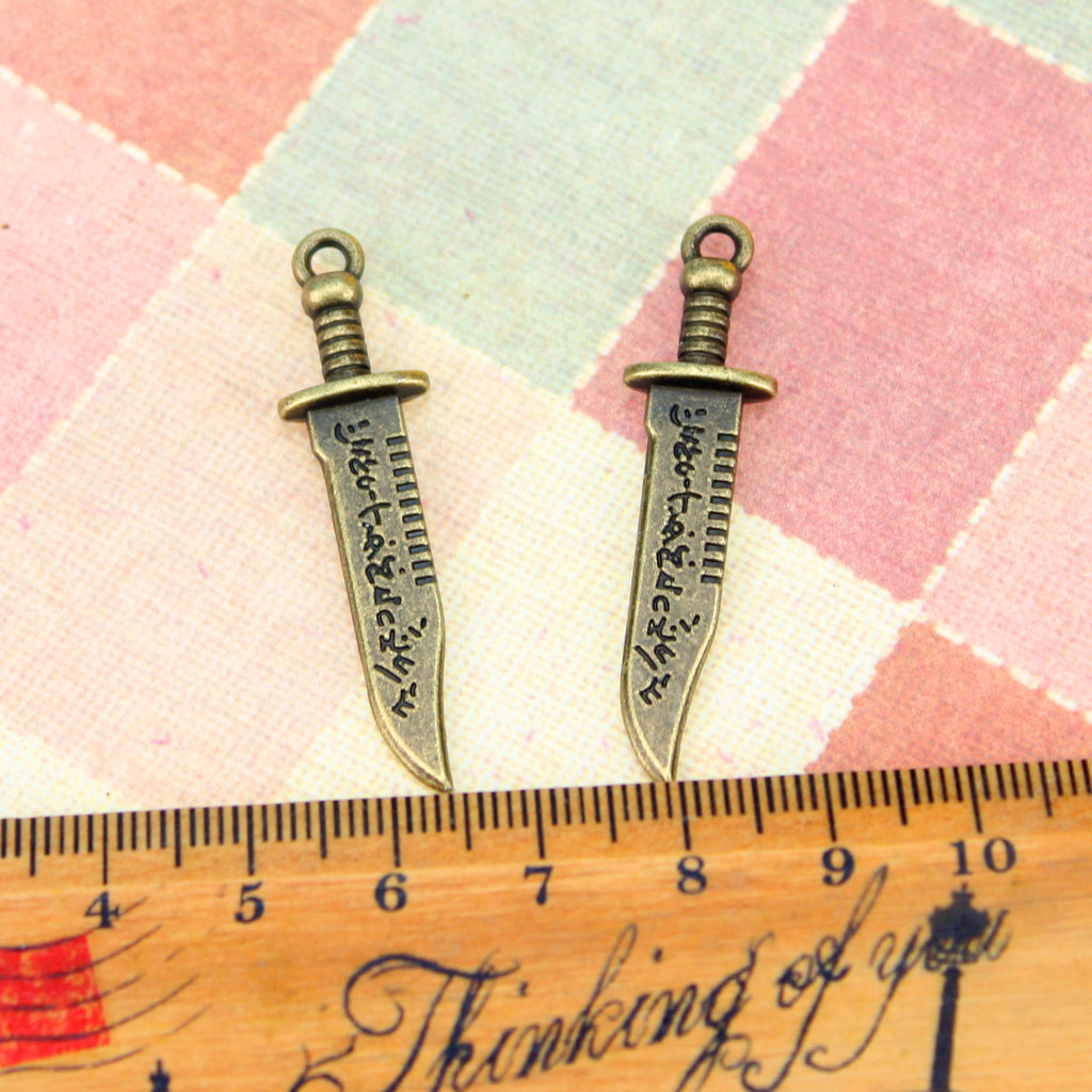 Vintage Double Sided Dagger Charm Pendant 44x11mm