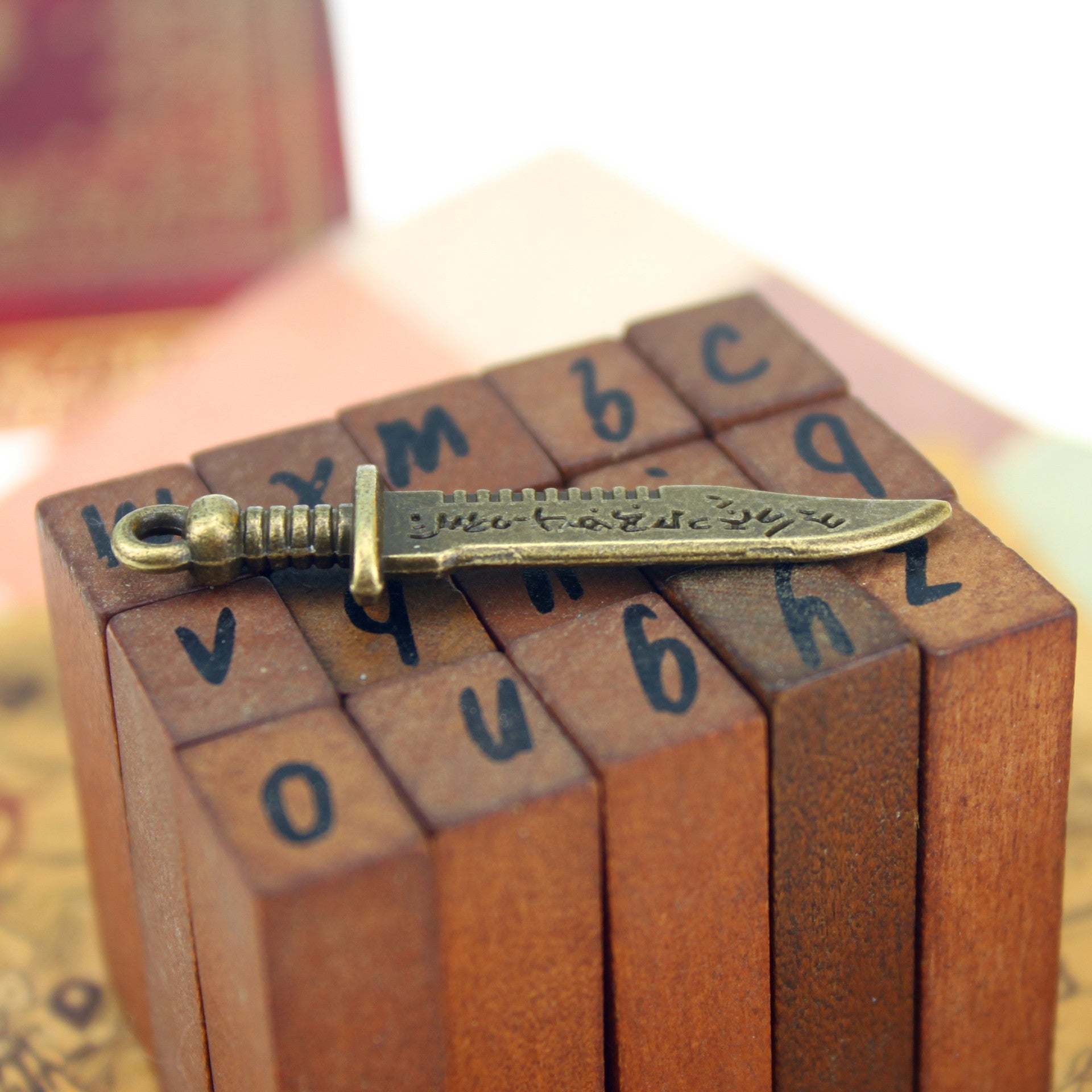 Vintage Double Sided Dagger Charm Pendant 44x11mm